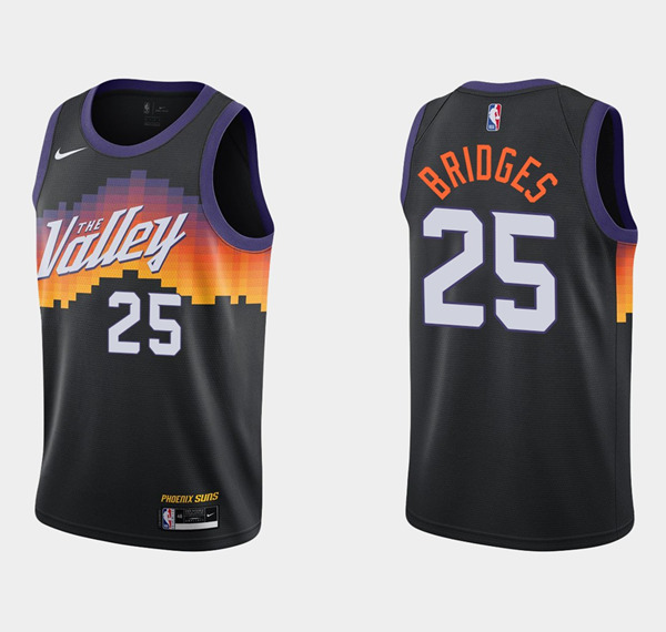 Men's Phoenix Suns #25 Mikal Bridges Black City Edition Stitched Jersey Men's Phoenix Suns #25 Mikal Bridges Black City Edition Stitched Jersey